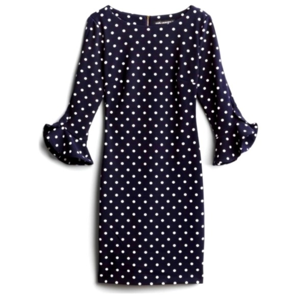 Karl Lagerfeld Dresses & Skirts - Karl Lagerfeld Lynn Ruffle sleeve detail dress, Navy, size- 14W